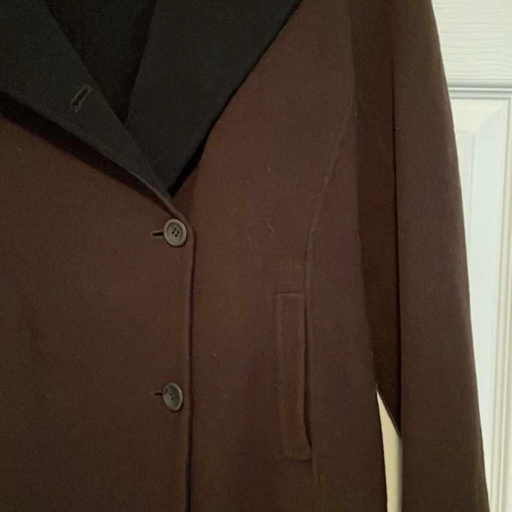 Jones New York Wool Cashmere Blend Blazer Chocolate Brown, Sz 10 Black Interior View 3